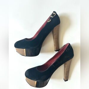 Valentino Garavani Suede pumps platform Heel shoes black size 40 us 10